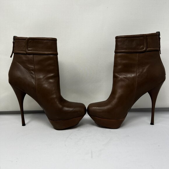 L.A.M.B. Tan Platform High Heel Ankle Boots US 7.5 - Picture 7 of 12